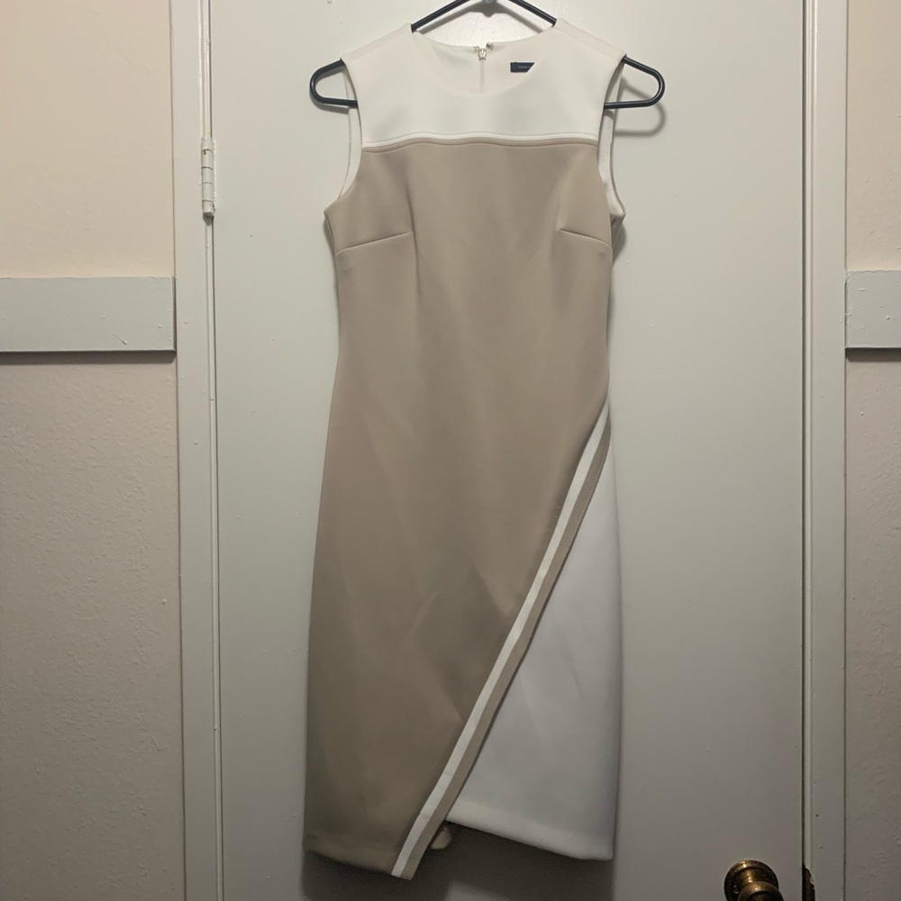 Tan and white Tommy Hilfiger sheath dress